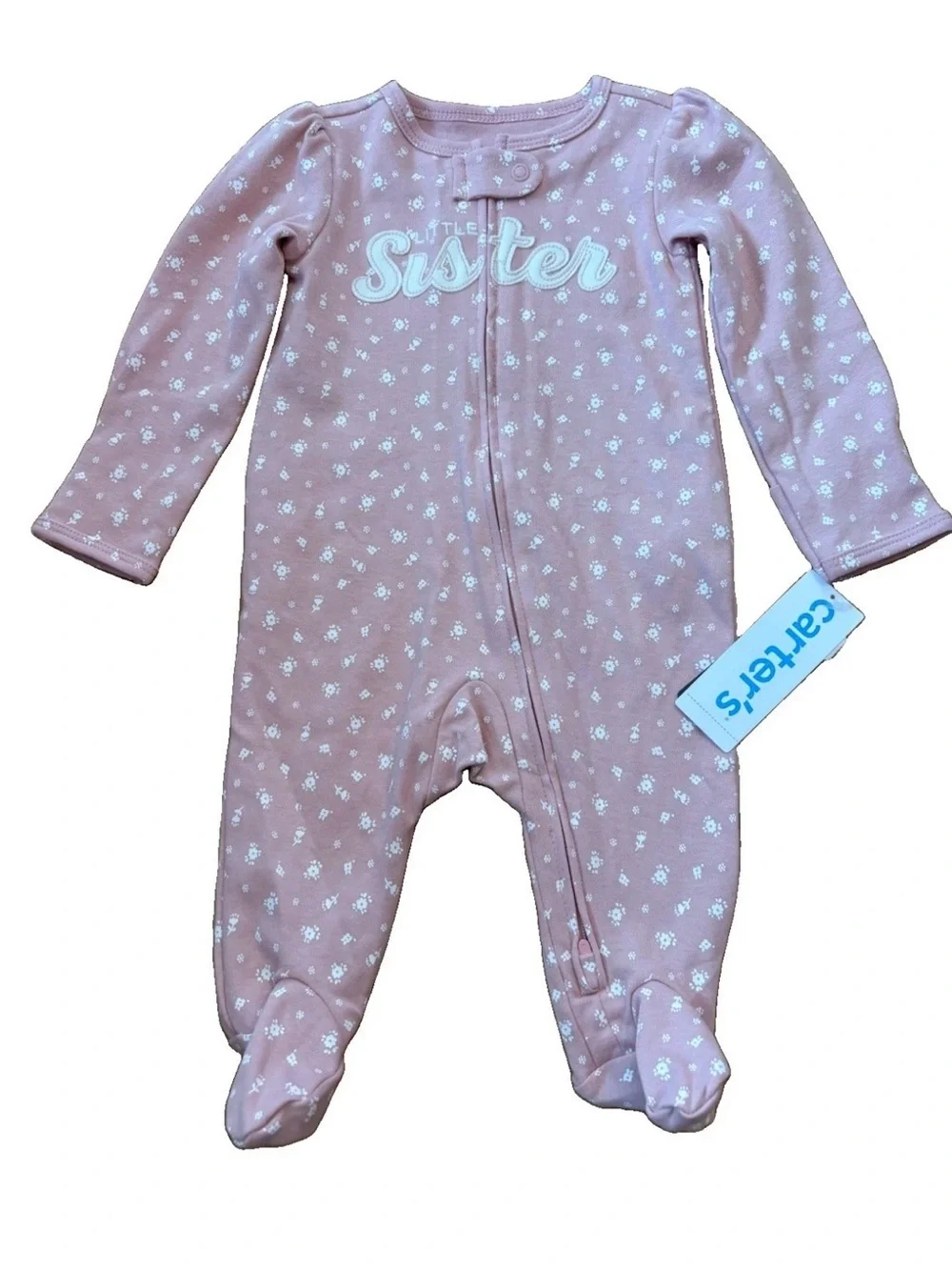 Carter's Pink 'Little Sister' Floral Footed One-Piece